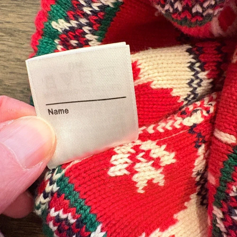 Hanna Andersson Kids Reindeer Fair Isle Knit Beanie Hat‎ Red Cream Size S